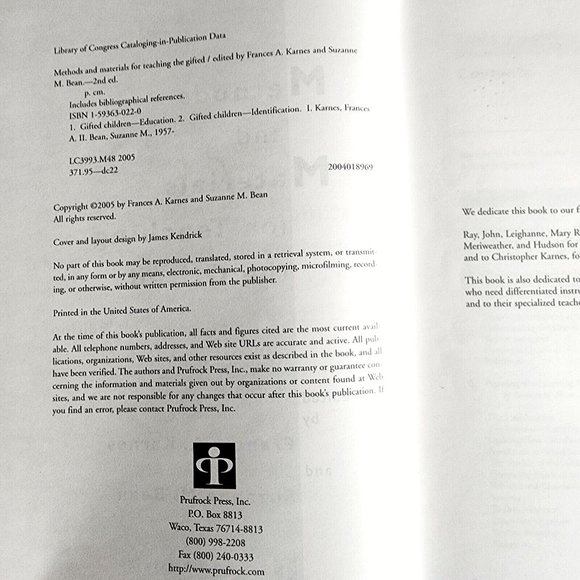 Methods and Materials for Teaching the Gifted (2005 2nd Edition) NEW Karnes Bean - Picture 3 of 5